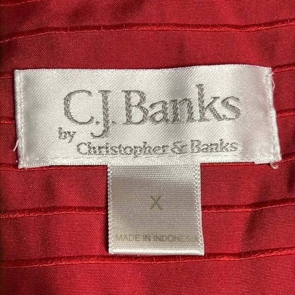 C. J. BANKS RED BUTTON FRONT BLOUSE SIZE 1X - Picture 6 of 7